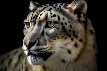 Fototapeta na wymiar Snow leopard (Panthera uncia) portrait, Generative AI