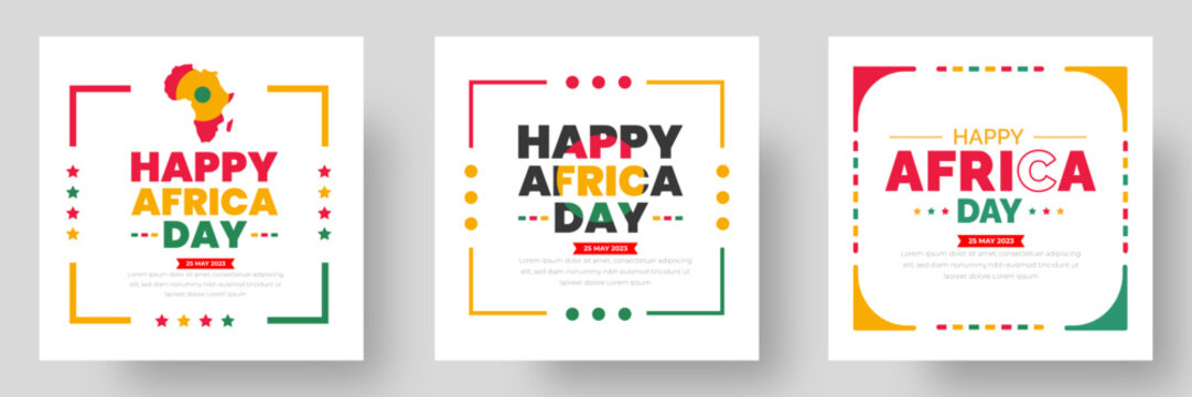 happy Africa day social media post banner design template set. happy Africa day background or banner design Template.