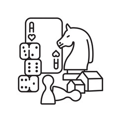 Board game parts and pieces vector line icon for Table Top Day on June 1st