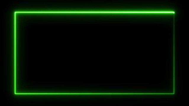 abstract beautiful green   neon light frame  background animation.