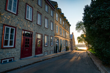 Nice and narrow alley at dawn, Old Quebec city, Canada