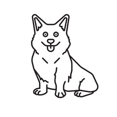 Cute Corgi dog cartoon isolated vector line icon for Corgi Day on June 3