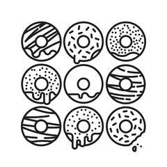 Variety of doughnuts vector line icon for Donut Day on June 2nd
