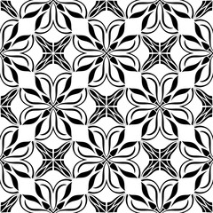 black seamless pattern with flowers