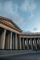 Fototapeta premium Orthodox majestic and beautiful church with columns and a park.