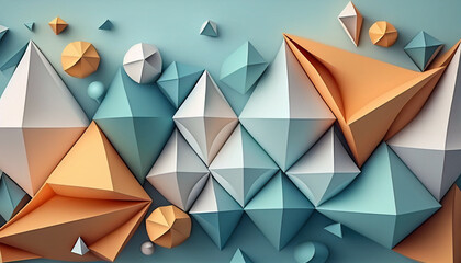 Abstract geometric background, geometric paper craft design background, Generative AI