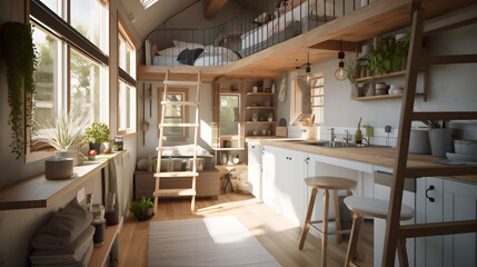 Fototapeta na wymiar the cozy interior of a tiny house