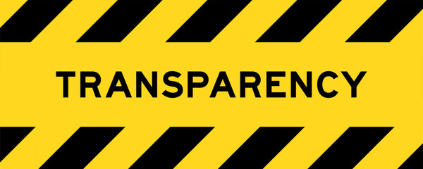 Yellow and black color with line striped label banner with word transparency