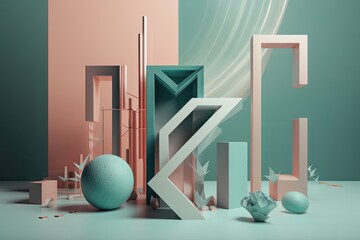 geometric typography and letterforms in a minimalist setting, created with generative ai
