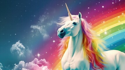 Obraz na płótnie Canvas Unicorn. A Rainbow Unicorn. Magical Unicorn. Unicorn and rainbow. Generative AI