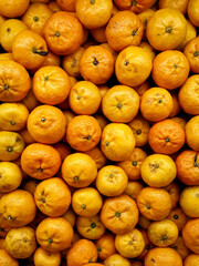 Orange fruits as the background. Big bunch of ripe fresh orange fruits. can used as background