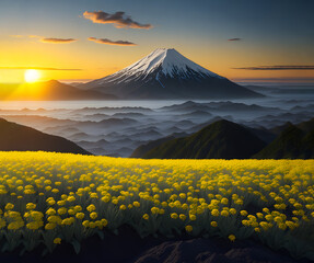 富士山、Aiコンテンツで作成