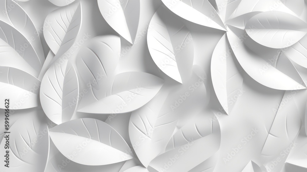 Poster white geometric leaves with shadows background.generative ai