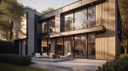 Modern and Luxurious Mansion. Stylish House Building - Generative Ai