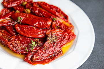 tomato sun dried food vegetable healthy meal snack on the table copy space food background rustic top view