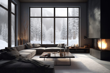 Fototapeta na wymiar Cozy Home Interior. Luxury Design Apartment. Modern Architecture - Generative Ai