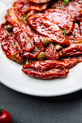 tomato sun dried food vegetable healthy meal snack on the table copy space food background rustic top view