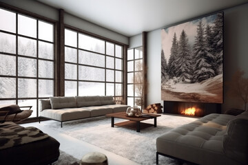 Cozy Home Interior. Luxury Design Apartment. Modern Architecture - Generative Ai