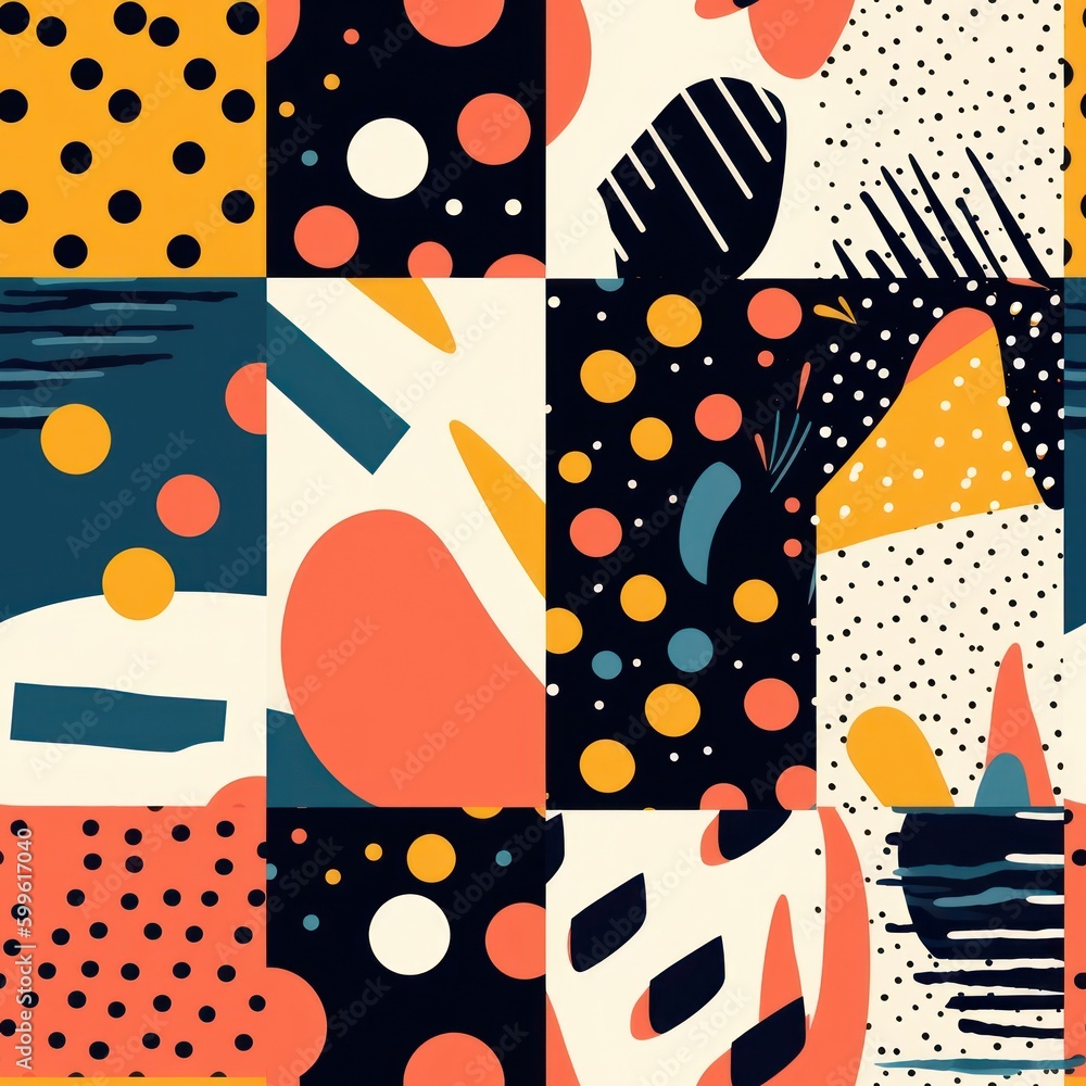 Poster memphis style colorful tile background seamless pattern .