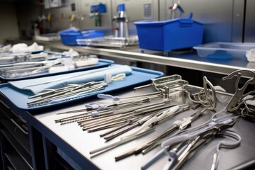 surgical instruments being autoclaved in a medical facility, created with generative ai - obrazy, fototapety, plakaty