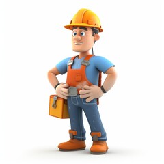 3d builder with helmet and a clipboard.  Generative AI