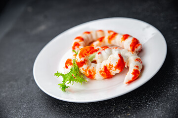 crab stick seafood shrimp shape fresh meal food snack on the table copy space food background rustic top view
