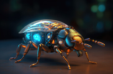 Fototapeta premium illustration of a beetle. Generative AI image.