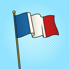 Flag of France pinup pop art retro vector illustration. Comic book style imitation.
