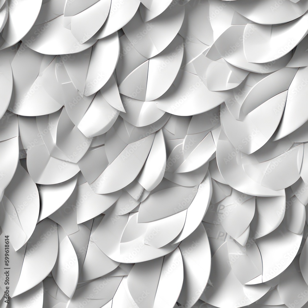 Poster white textured foliage with shadows background seamless pattern .
