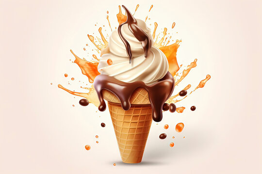 Delicious fruit ice cream.AI technology generated image