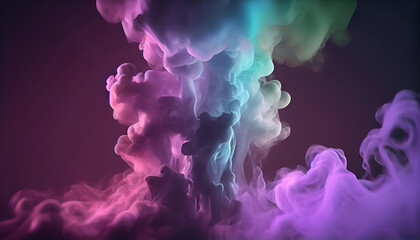 Fototapeta premium Creative background composition. Multicoloured Colourful swirled clouds of smoke abstract on dark background .
