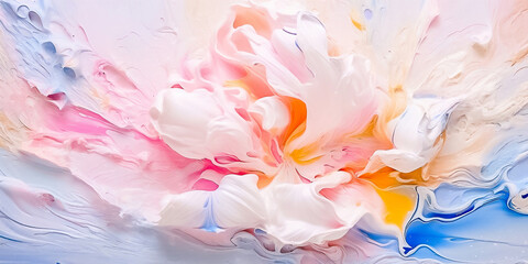 Fresh painting of pink peony flower. Acrilyc painting on canvas. Natural luxury. Beautiful peony. Generative AI