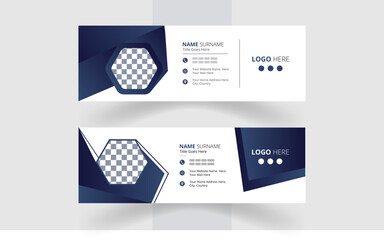 Modern and minimalist Corporate email signature or email footer and personal social media cover templates with an author photo place creative layout,Set of modern email signature design
