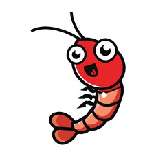 Shrimp Smile And Fun Mascot Icon Illustration