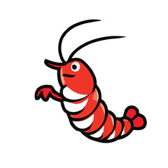 Shrimp kawaii mascot icon illustration