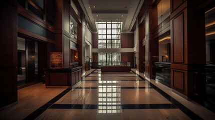 Modern lobby for five stars hotel. AI Generative