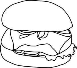 hand drawn illustration of hamburger