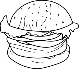 hand drawn illustration of hamburger