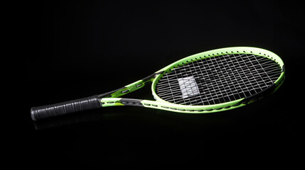 Tennis racket on Black background. AI Generative