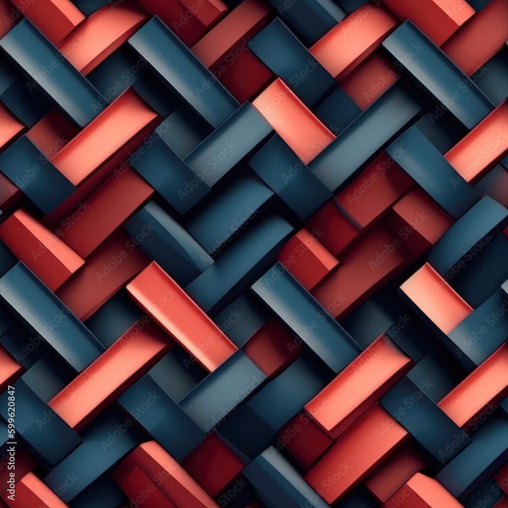 Aufkleber geometric form red and blue abstract background seamless pattern