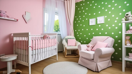 Beautiful interior of baby room, AI Generative