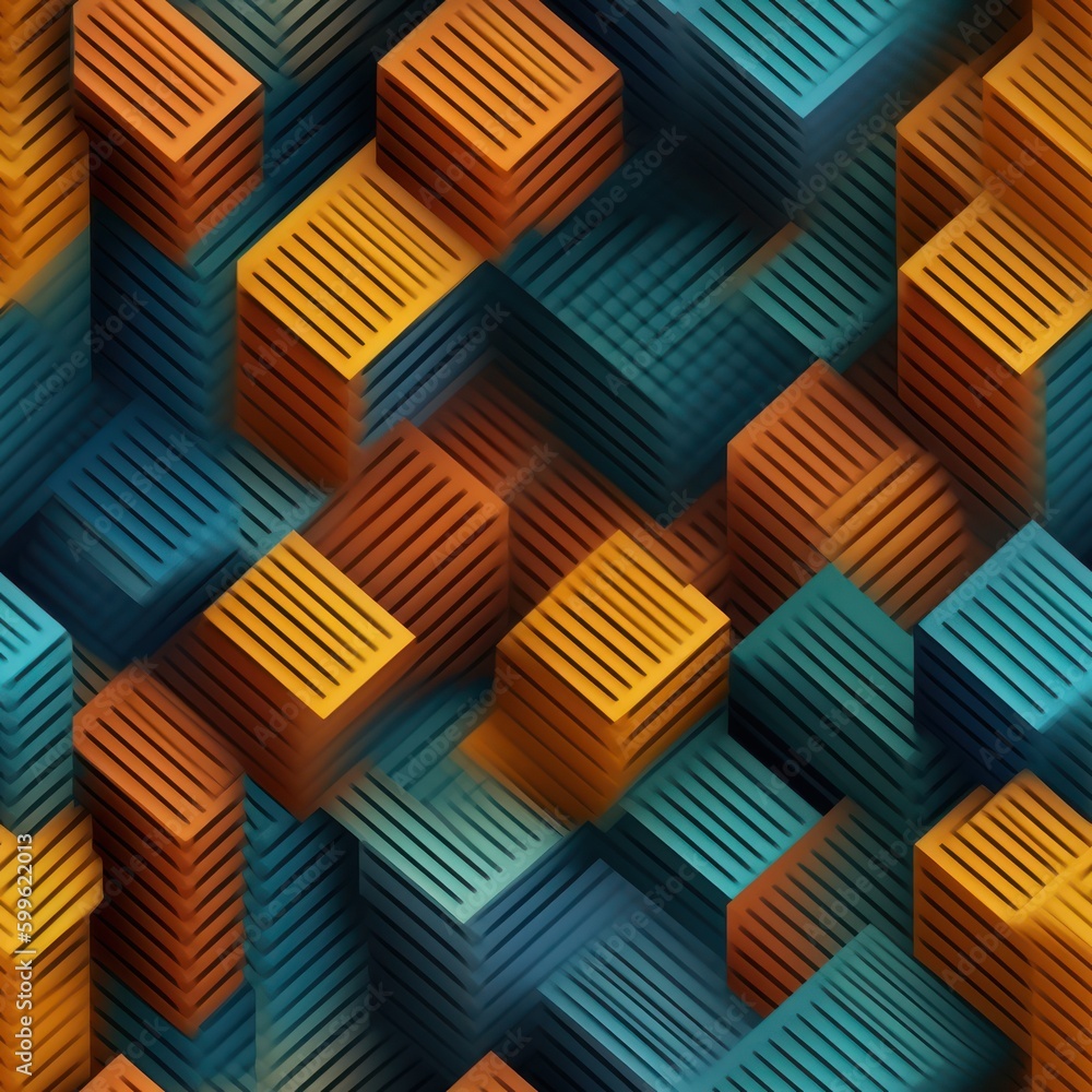 Poster geometric teal and orange colored abstract background seamless pattern
