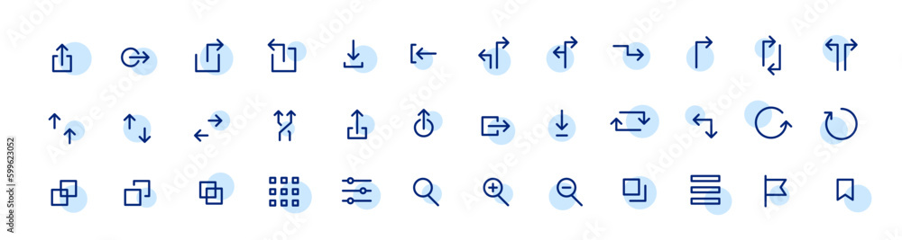 Poster simple minimalistic ui icons. download, file type. website navigation line symbols. pixel perfect, e