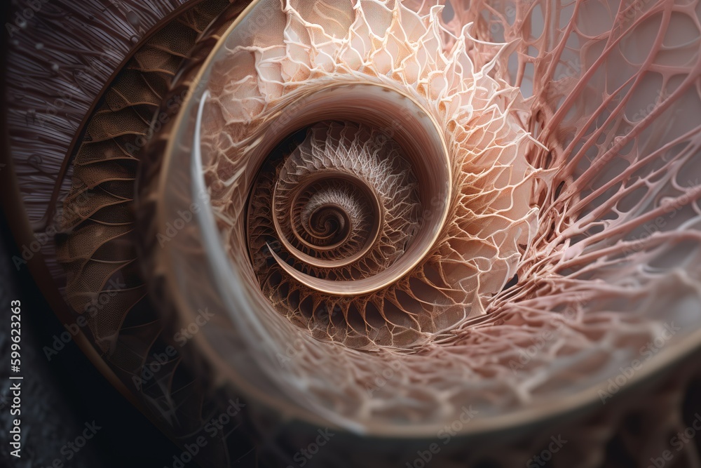 Poster a close-up view of an item fashioned like a spiral generative ai