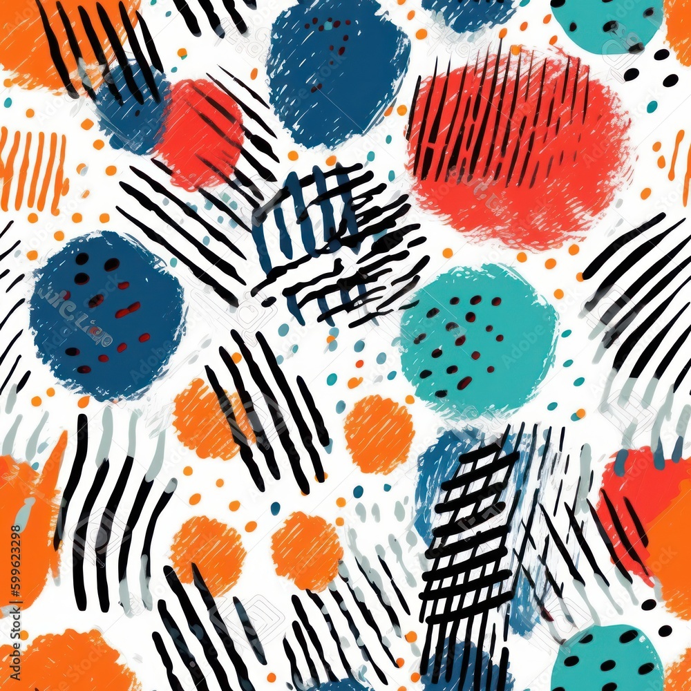 Aufkleber abstract seamless pattern of circles in various colors created hand-drawn brush strokes background
