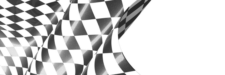  Image of motor racing black and white checkered finish flag waving