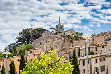 Medieval village Bonnieux in department Vaucluse, Provence, France - obrazy, fototapety, plakaty