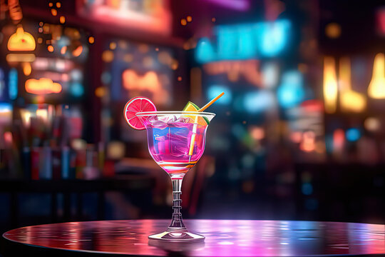 Colorful cocktails in the bar.AI technology generated image