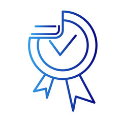 Quality business management icon with blue gradient outline style. best, success, seal, stamp, mark, certified, outline. Vector Illustration