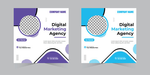 Digital business marketing social media post and web banner